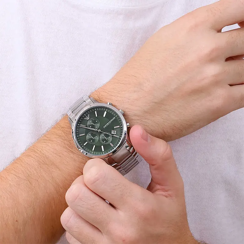 Emporio Armani Renato Chronograph Green Dial Men's Watch- AR11507